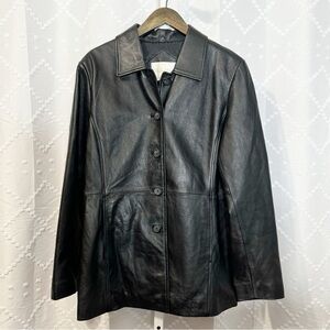🪩 292. STUDIO WORKS | women’s black soft leather jacket Size Large